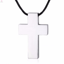Collier en cuir pendentif croix occidentale simple design en argent pour homme